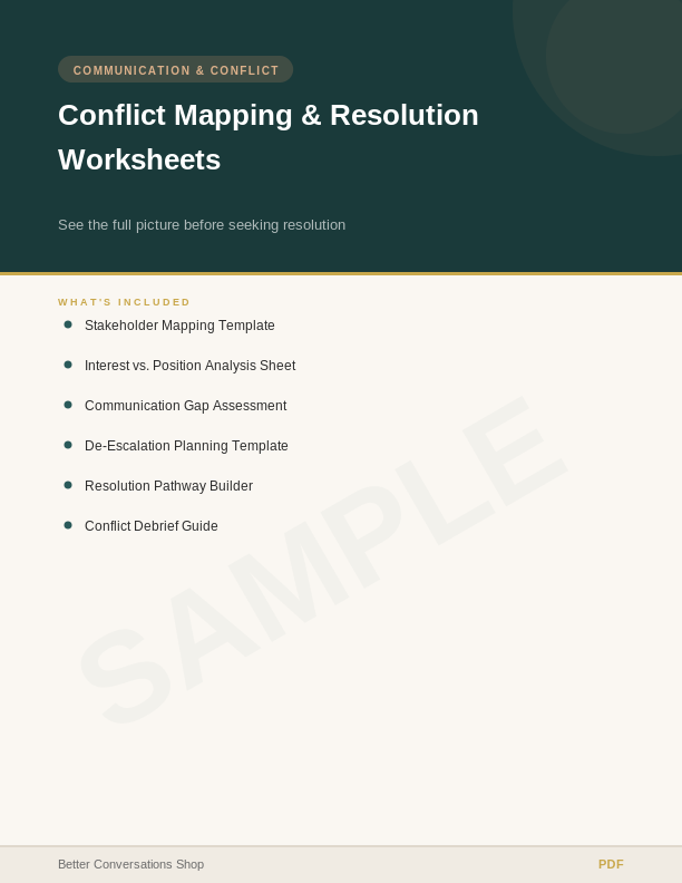 Conflict Mapping & Resolution Worksheets