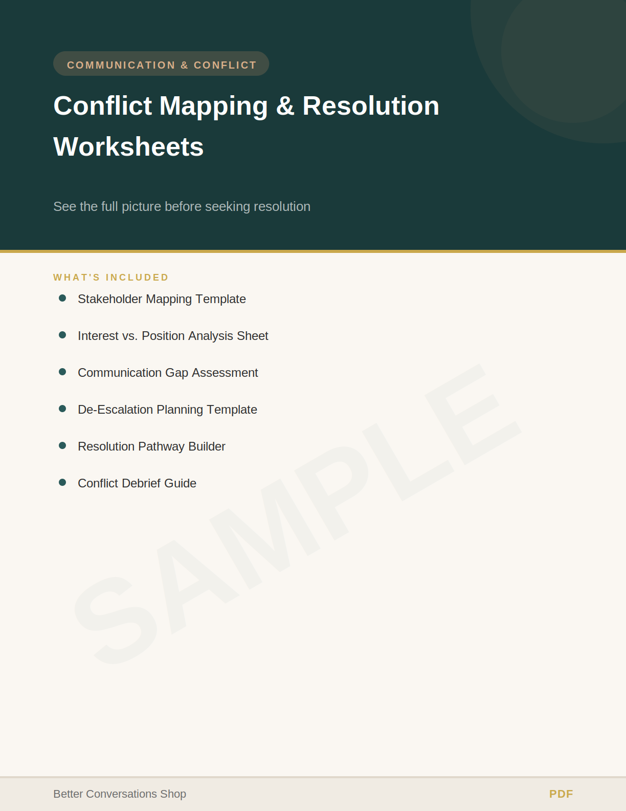 Conflict Mapping & Resolution Worksheets