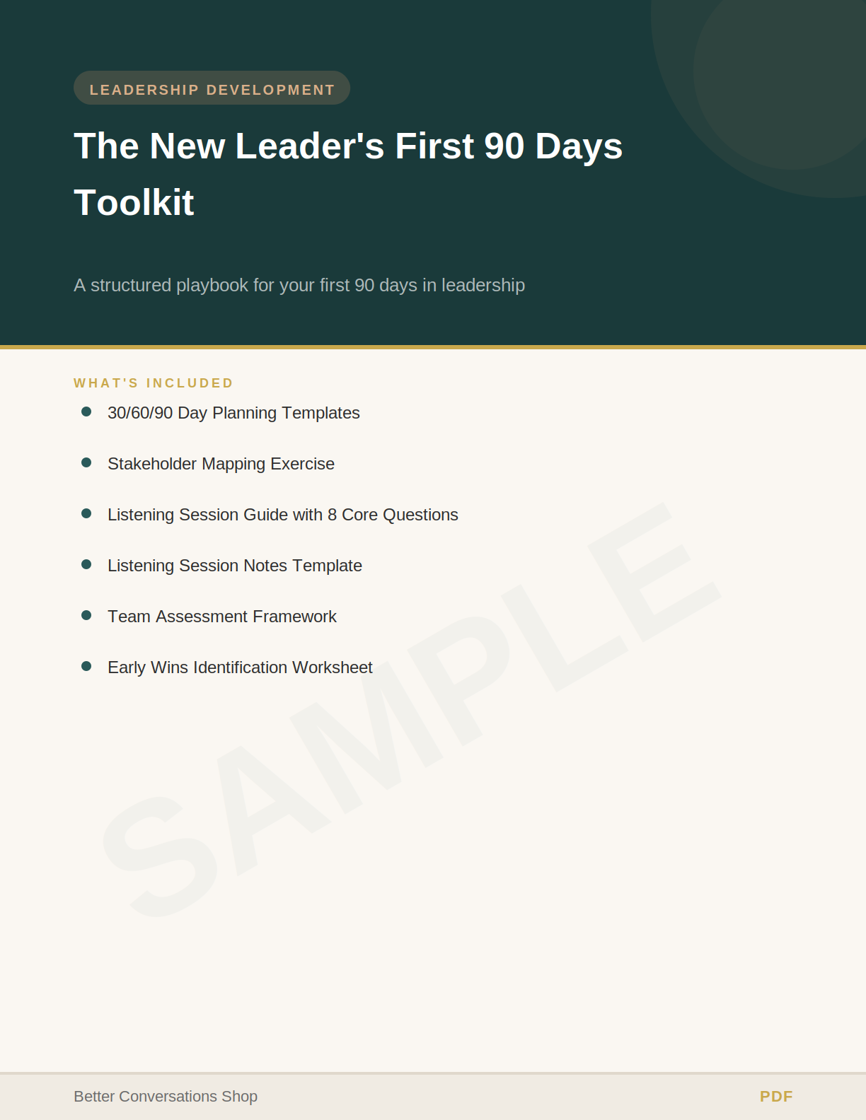 The New Leader's First 90 Days Toolkit